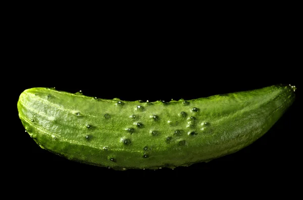 Groene komkommer op een zwarte achtergrond. — Stockfoto
