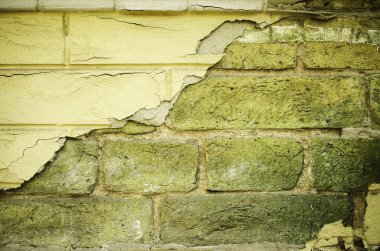 Geçmişi. Eski tuğla duvar.