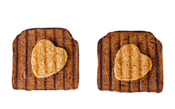 Siyah ve beyaz zemin üzerine ışık ekmek tost. — Stok fotoğraf