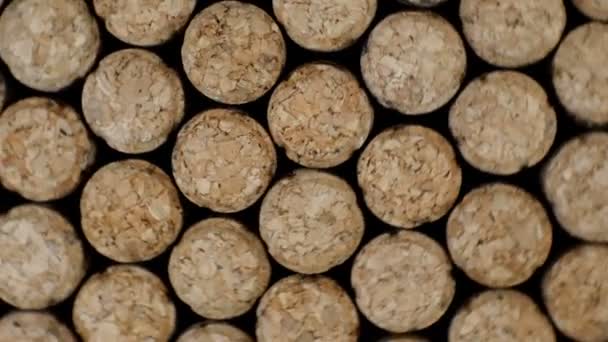 Background a lot different wine corks. Rotating video. Selective soft focus. Close-up. — Stock Video