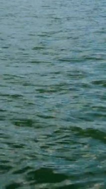 Karadeniz 'de dalgalanmalar olan sakin bir deniz dalgası. Güneş yansıması. Doğal deniz geçmişi. Dikey biçim.