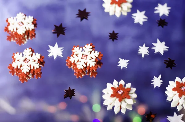 Fulgi de zăpadă de Crăciun și stele mici . — Fotografie, imagine de stoc