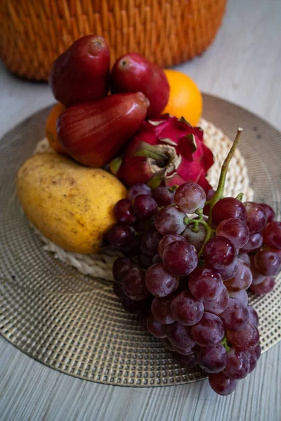 Frutas Frescas Surtido Coloridas Frutas Tropicales Alimentación Limpia Saludable — Foto de Stock