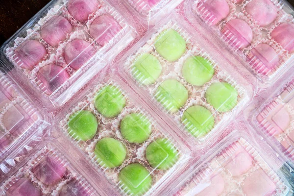 Japanese Dessert Colourful Mochi Clear Packging Containers — Stock Photo, Image