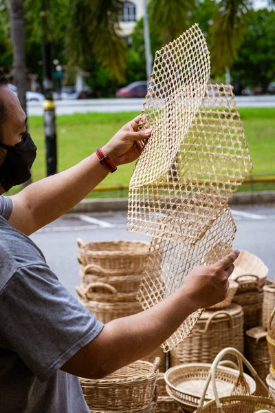 Rattan Webber Handicraft Handmade Natural Product Eco Friendy Sustainable Concept Stock Image