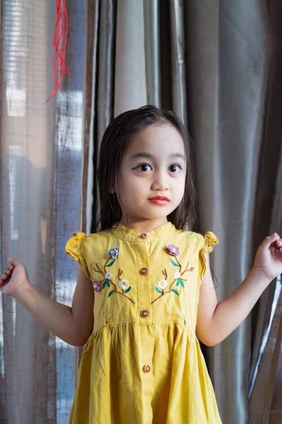 Asiático Boa Aparência Menina Vestindo Maquiagem Criança Está Sorrindo Menina — Fotografia de Stock