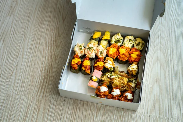 Various Sushi Take Away Box Container — Stock Photo, Image