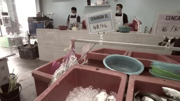 Bangi Malásia Março 2021 Compras Mercearia Fish Shop Com Pessoas — Vídeo de Stock