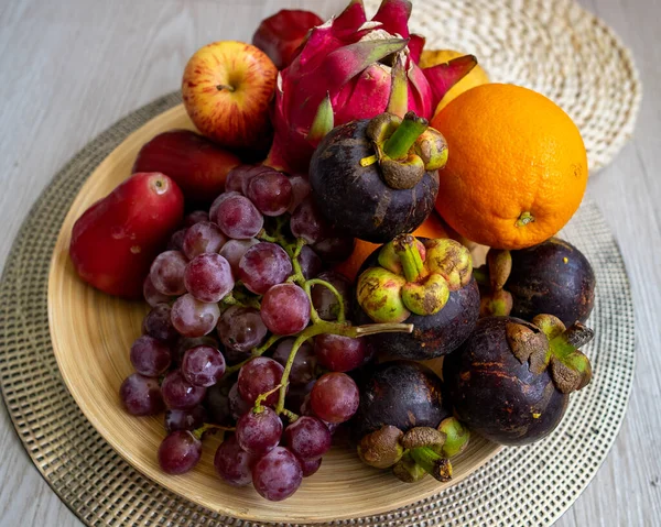 Frutas Frescas Surtido Coloridas Frutas Tropicales Alimentación Limpia Saludable — Foto de Stock