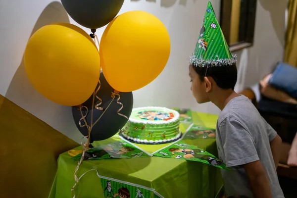 Selangor Malásia Agosto 2019 Menino Asiático Bonito Comemorando Aniversário Festa — Fotografia de Stock