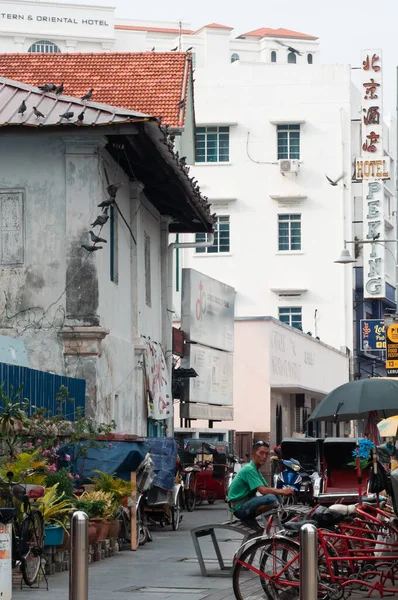 Georgetown Penang Aprile 2019 Vintage Trishaw Stop Accanto Alla Strada — Foto Stock