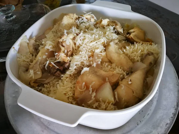 Riz Poulet Hainanese Dans Une Casserole — Photo