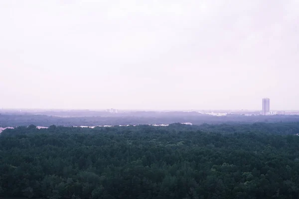 aerial view of city and forest on nature background