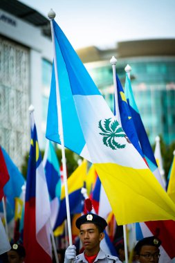 Putrajaya, Malezya - 31 Ağustos 2019; 62 Malezya Bağımsızlık Günü Geçidi sırasında Gençlik Kutlaması 31 Ağustos 2019 'da Dataran Putrajaya' da.