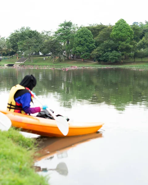 Bangi Malaisie Oct 2019 Une Femme Hijab Fait Kayak Dans — Photo