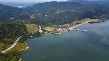 Green lake and rainforest tropical trees in Kuala Kubu Bharu, Malaysia.