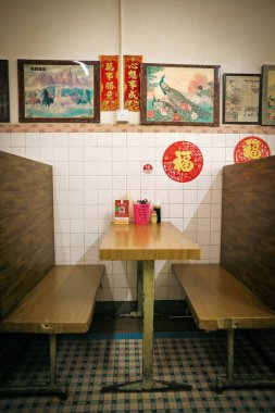 Malezya, Penang - 21 Kasım 2024 Bee Hwa Cafe, Çin restoranı.