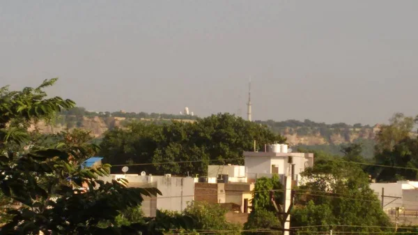 Vista Ciudad Con Casas Estructura — Foto de Stock