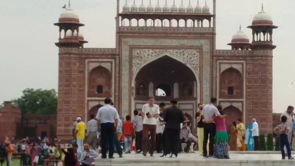 Monumento Antigo Com Visita Turística Agra Índia — Fotografia de Stock