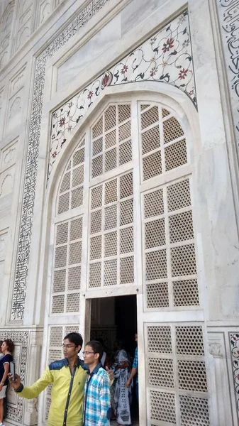 Puerta Entrada Decorativa Taj Mahal Agra India — Foto de Stock