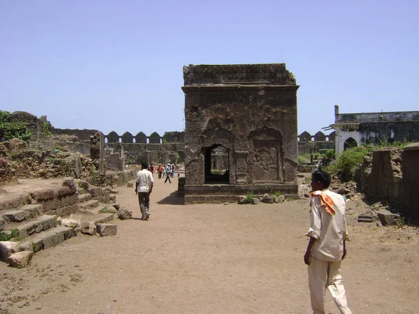 Antigua Fortaleza Estructura Antigua Dentro Del Fuerte Alibag Maharashtra India — Foto de Stock