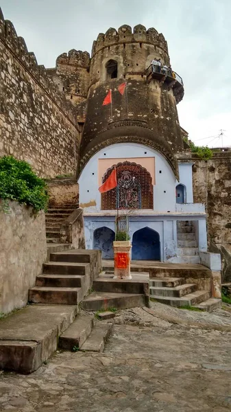 Old Stone Fort Small Temple Stone Staircase India — Stock Photo, Image