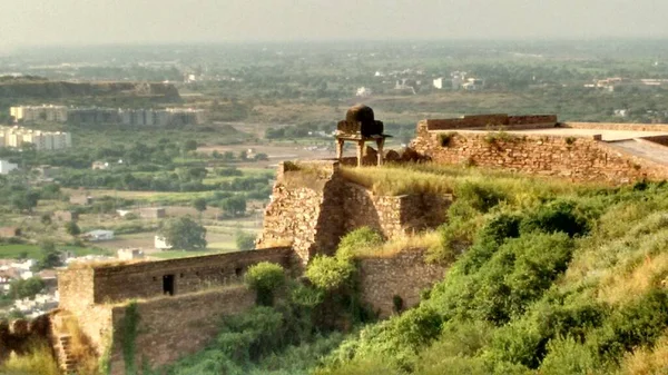 Altes Denkmal Und Blick Auf Die Stadt Von Oben Indien — Stockfoto