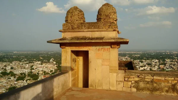 Hermosa Vista Ciudad Desde Cima Fuerte Antigua Estructura India —  Fotos de Stock