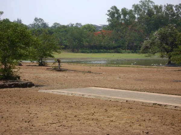 Hermoso Lago Pequeño Patio Exterior Abierto Palacio India —  Fotos de Stock