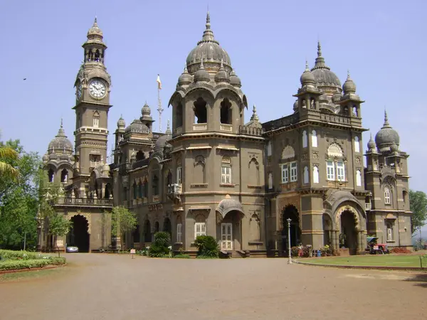Bonita Vista Antiguo Palacio Grande Con Reloj India — Foto de Stock