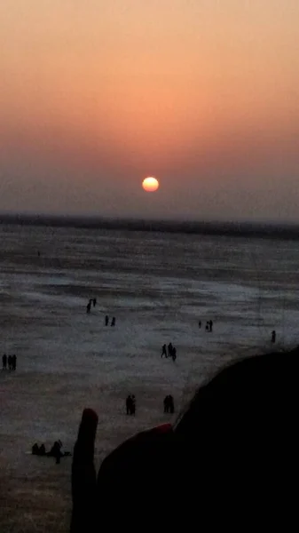 Beau Lever Soleil Tôt Matin Sur Ran Kutch Inde — Photo