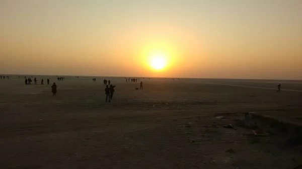 Prachtig Landschap Uitzicht Zonsondergang Tijd Bij Ran Van Kutch India — Stockfoto