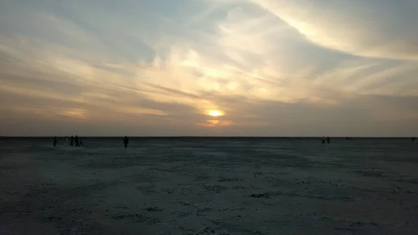 Vedere Pitorească Peisaj Apusul Soarelui Ran Kutch India — Fotografie, imagine de stoc