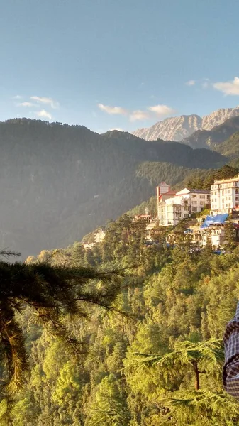 Hindistan Daki Dharamshala Nın Tepesinden Güzel Panoramik Dağ Manzarası — Stok fotoğraf