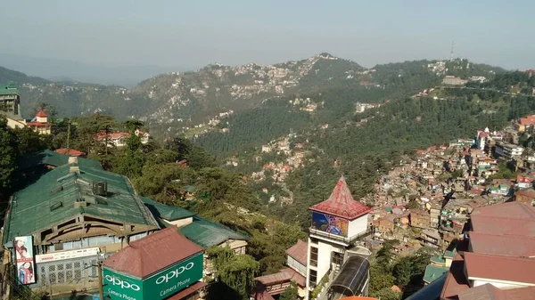 Prachtig Panoramisch Uitzicht Stad Shimla India Vanaf Top Van Heuvel — Stockfoto