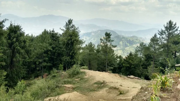 Pěkný Panoramatický Výhled Vrcholu Kopce Shimla Indii Pohoří — Stock fotografie