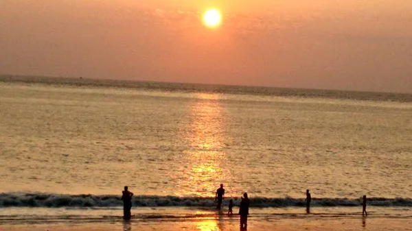 Frumoasă Vedere Peisagistică Țărmului Mării Apus Soare India — Fotografie, imagine de stoc