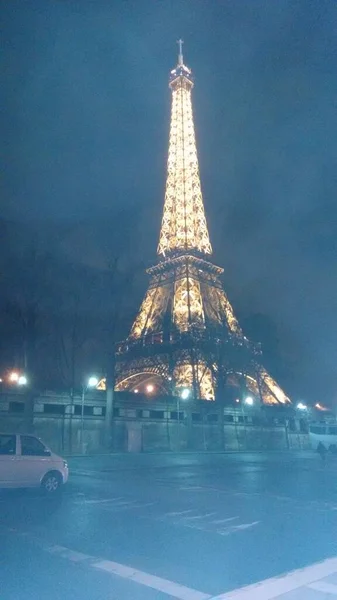 Belle Vue Sur Tour Eiffel Avec Éclairage Paris France — Photo