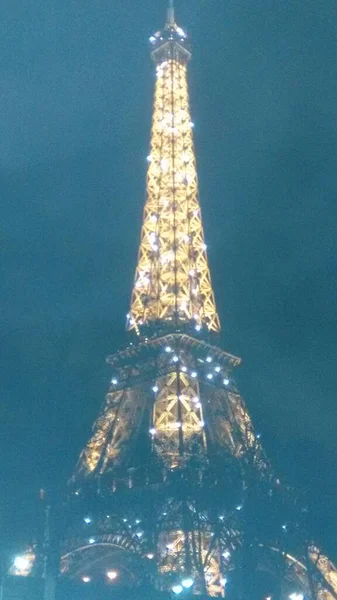 Bela Vista Torre Eiffel Paris França Com Iluminação — Fotografia de Stock