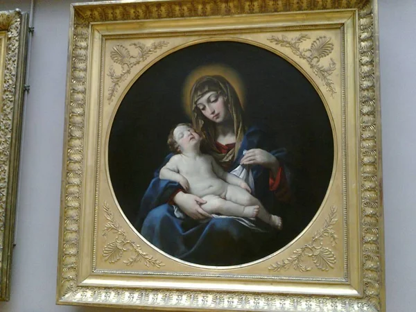 Schöner Fotorahmen Louvre Museum Von Maria Und Jesus Paris Frankreich — Stockfoto
