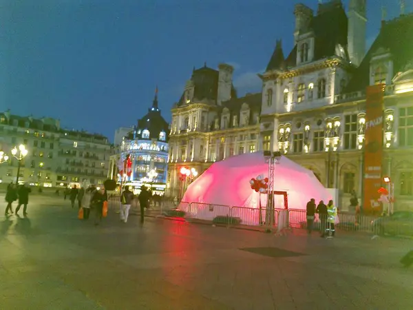 Hermosa Vista Nocturna Del Mercado París Francia — Foto de Stock