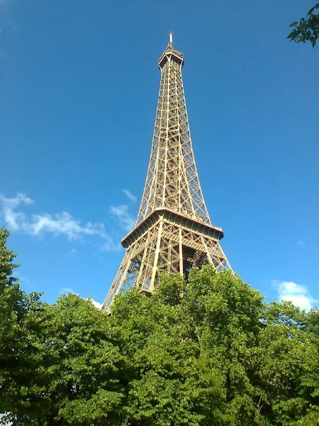 Excellent panoramic beautiful view of Eiffel tower in daytime in Paris in France