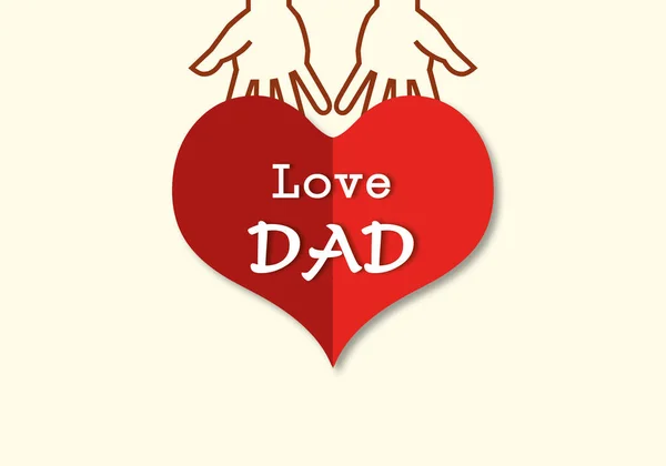 Love Dad Background Fathers Day Concept Hand Holding Red Heart — Stock Photo, Image