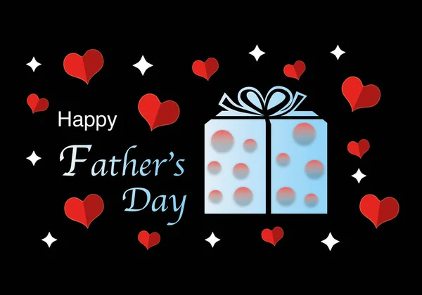 Щасливий День Батька Концепція Фону Червоними Серцями Подарунком Зірками Чорному — стокове фото