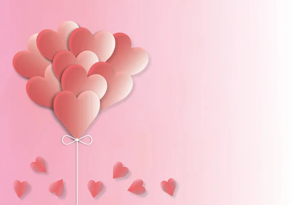 Czerwone Serce Kształcie Balonów Pastelowym Różowym Tle Koncepcja Miłości Dzień — Zdjęcie stockowe