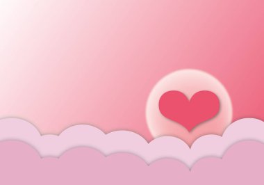 Pembe kalpler pembe arka planda, pembe bulutlar, aşk konsepti, babalar günü, anneler günü, kadınlar günü, erkek, sevgililer günü, doğum günü, düğün, poster, kartpostal, kart, afiş, yazı için yer, kağıt kesim tarzı.