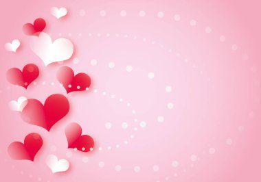 Kırmızı kalpli beyaz kalpler ve pembe arka planda beyaz bokeh, Sevgililer günü, doğum günü, kadınlar günü, anneler günü, babalar günü, düğün, poster, aşk konsepti, kağıt kesim tarzı.