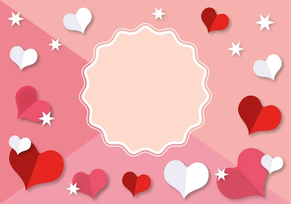 Colourful Hearts White Stars Pastel Pink Background Wedding Valentines Day — Stock Photo, Image