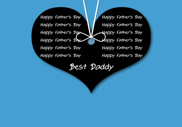 Happy Fathers Day Greeting Design Black Heart Blue Background Greeting — Stock Photo, Image