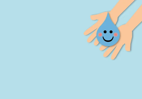 Hand Holding Smile Water Drop World Water Day Hand Alcohol — Stock Photo, Image